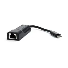 Адаптер Cablexpert USB Type-C - RJ-45 (M/F), 0.15 м, чорний (A-CM-LAN-01)