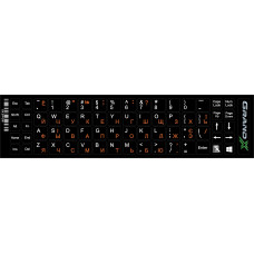 Наліпка на клавіатуру Grand-X 68 keys Cyrillic orange, Latin white (GXDPOW)