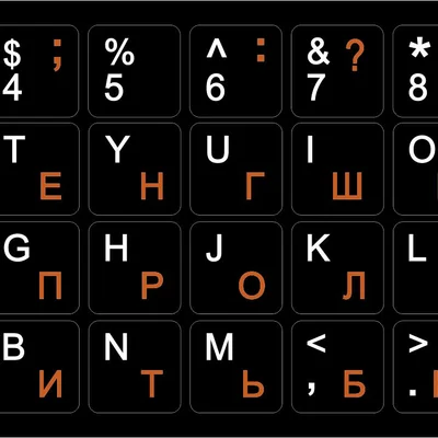 Наліпка на клавіатуру Grand-X 68 keys Cyrillic orange, Latin white (GXDPOW)