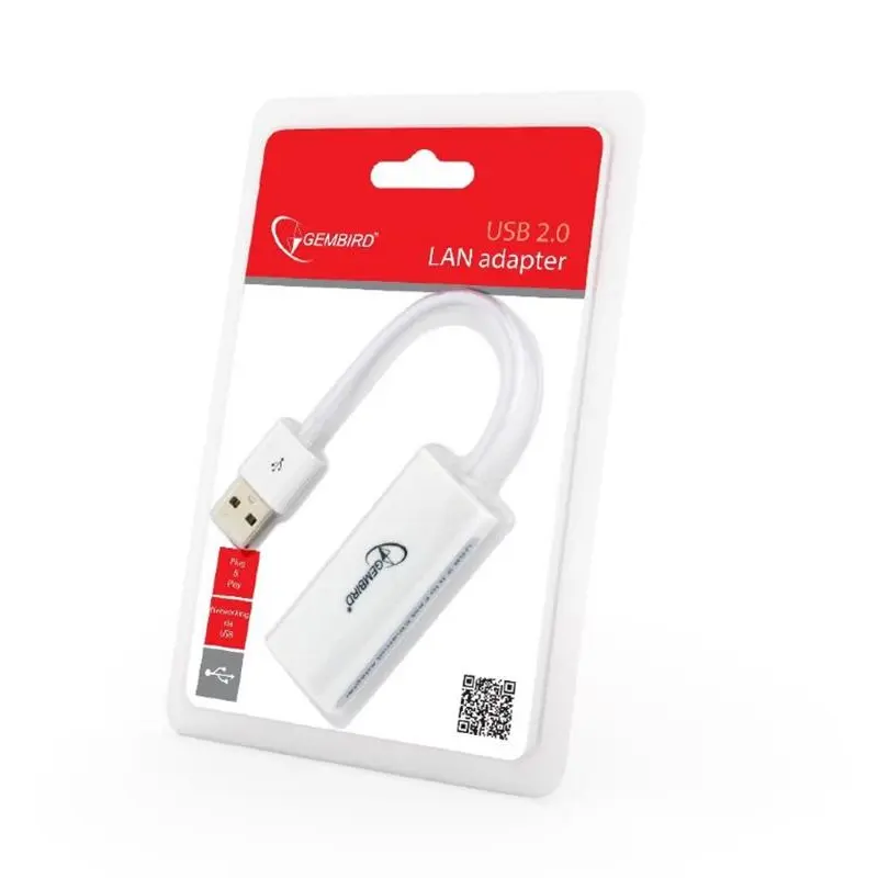 Мережевий адаптер Gembird (NIC-U2-02) USB - Fast Ethernet, білий Мережевий адаптер Gembird (NIC-U2-02) USB - Fast Ethernet, білий