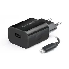 Мережевий зарядний пристрій REAL-EL CH-217 (2USB, 2.1A) Black + кабель Lightning