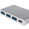 Концентратор USB Type-CAtcom 3хUSB3.0, USB Type-C, 0.1м, метал Silver (12808)