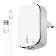 Мережевий зарядний пристрій Intaleo TCG242 (2USB, 2.4A) White (1283126477454) + кабель Lightning