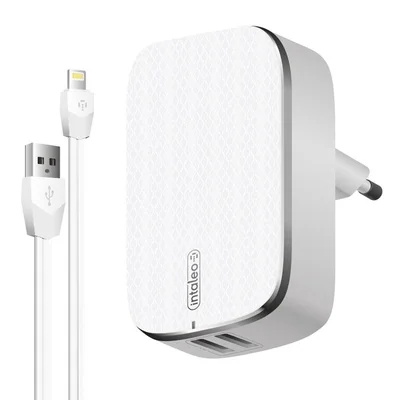 Мережевий зарядний пристрій Intaleo TCG242 (2USB, 2.4A) White (1283126477454) + кабель Lightning