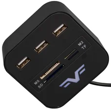 Концентратор USB 2.0 Frime 3хUSB2.0, SD, MS, TF Black (FHC-AllinOne3p2B)