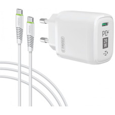 Мережевий зарядний пристрій Intaleo TCGQPD120T (1USBx3A) White (1283126509988) + кабель USB Type С