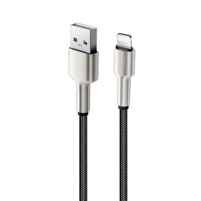 Кабель ColorWay USB - Lightning (M/M), metal head, 2.4 А, 1 м, Black (CW-CBUL046-BK)