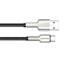 Кабель ColorWay USB - USB Type-C (M/M), metal head, 2.4 А, 1 м, Black (CW-CBUC046-BK)