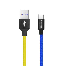 Кабель ColorWay USB - USB Type-C (M/M), 2.4 А, 1 м, Blue/Yellow (CW-CBUC052-BLY)