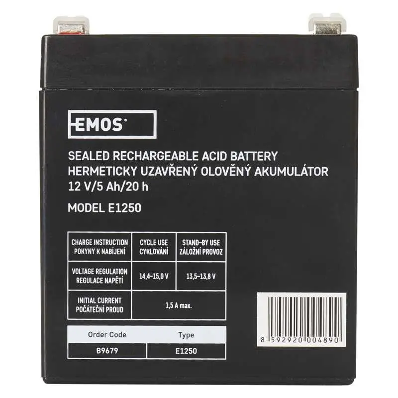 Акумуляторна батарея Emos B9679 12V 5AH (FAST.6.3 MM) AGM Акумуляторна батарея Emos B9679 12V 5AH (FAST.6.3 MM) AGM