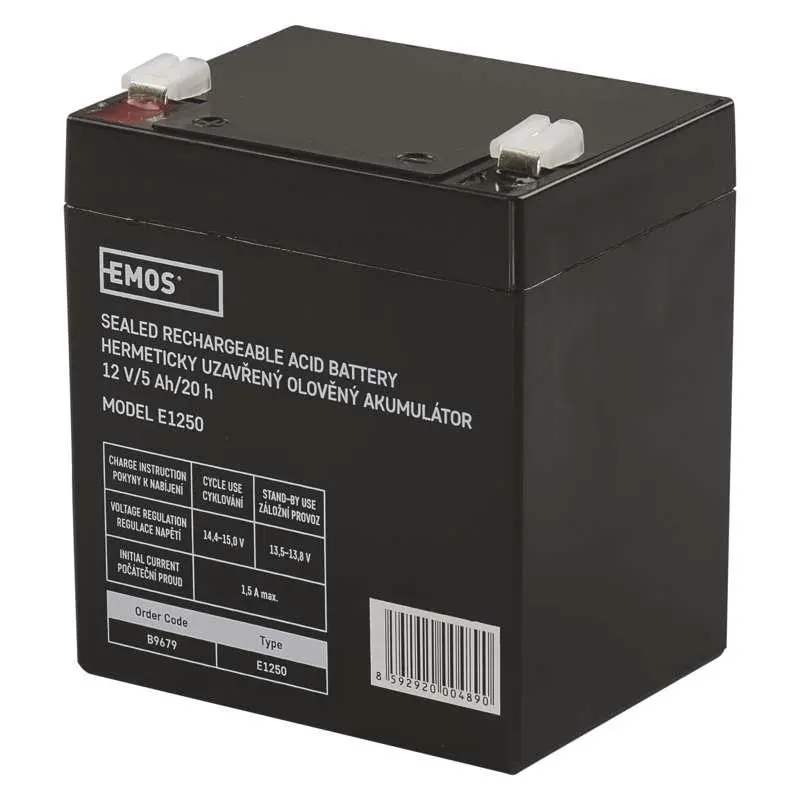 Акумуляторна батарея Emos B9679 12V 5AH (FAST.6.3 MM) AGM Акумуляторна батарея Emos B9679 12V 5AH (FAST.6.3 MM) AGM