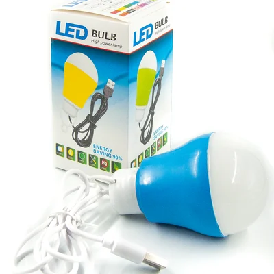 USB-світильник з LED-лампочкою Dengos, шнур ~1м, 5V, 5W, Blue (LED-BULB-5V5W-BLUE)