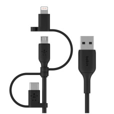 Кабель Belkin Boost Charge Universal USB - Lightning + micro USB + USB Type-C (M/M), 1 м, Black (CAC001bt1MBK)