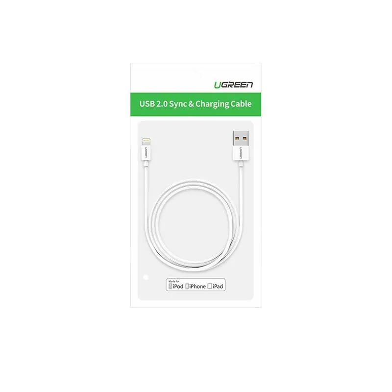 Кабель Ugreen US155 USB - Lightning (M/M), 2 м, White (20730) Кабель Ugreen US155 USB - Lightning (M/M), 2 м, White (20730)