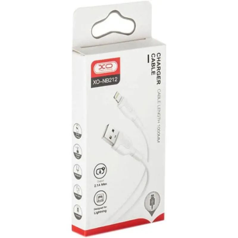 Кабель XO NB212 USB - Lightning (M/M), 2.1 A, 1 м, White (XO-NB212i-WH) Кабель XO NB212 USB - Lightning (M/M), 2.1 A, 1 м, White (XO-NB212i-WH)