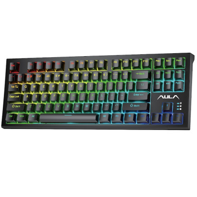 Клавіатура Aula Mechanical F3032 Black keycaps, plus 21 Yellow keys KRGD red (6948391204673)
