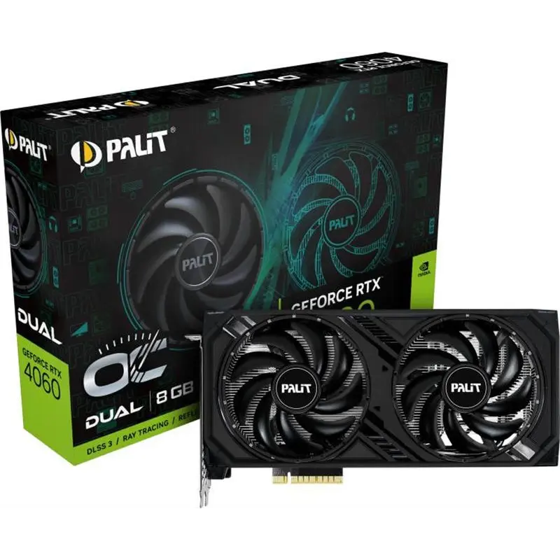 Відеокарта GF RTX 4060 8GB GDDR6 Dual OC Palit (NE64060T19P1-1070D)