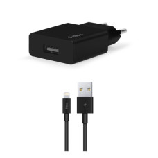 Мережевий зарядний пристрій Ttec SmartCharger USB 2.1А Black (2SCS20LS) + кабель Lightning