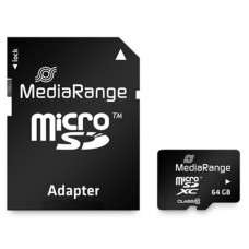 Карта пам`ятi MicroSDHC 64GB Class 10 MediaRange R60/W15MB/s + SD-adapter (MR955)