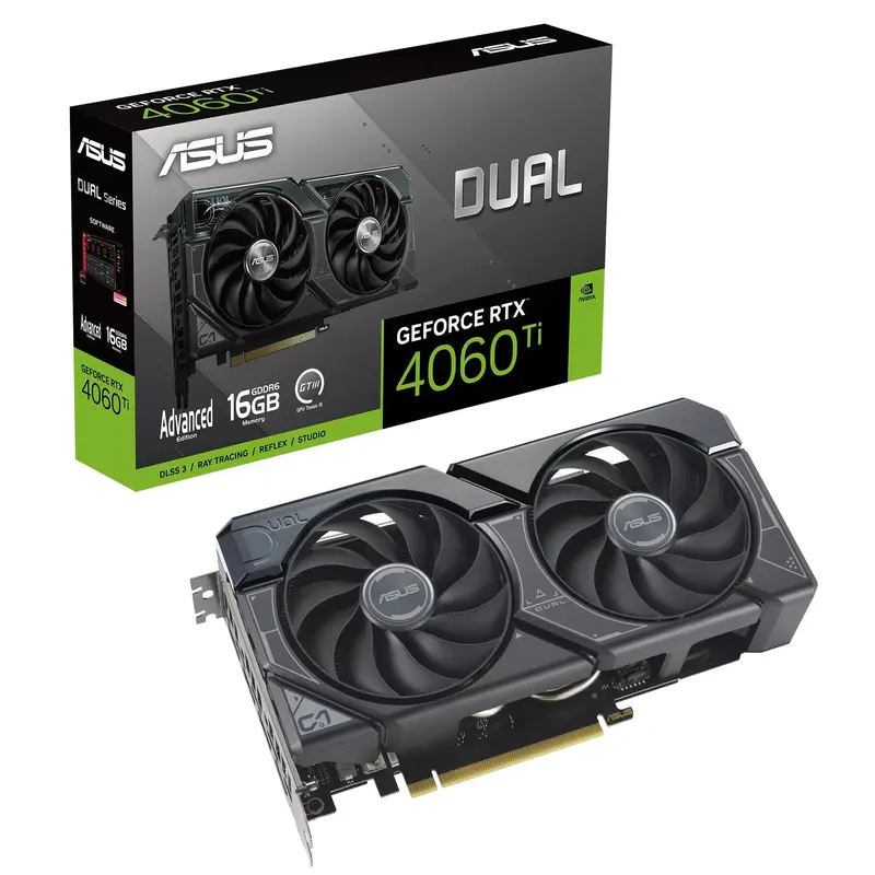 Відеокарта GF RTX 4060 Ti 16GB GDDR6 Dual Advanced Edition Asus (DUAL-RTX4060TI-A16G)
