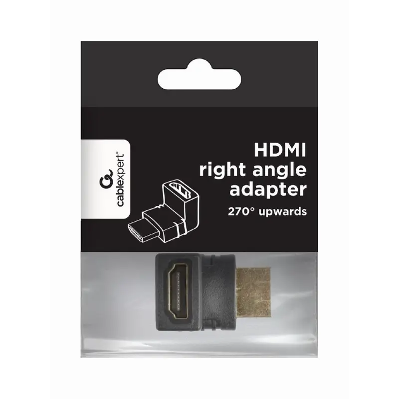 Адаптер Cablexpert HDMI - HDMI, M/F, Г-подібний, чорний (A-HDMI270-FML) пакет Адаптер Cablexpert HDMI - HDMI, M/F, Г-подібний, чорний (A-HDMI270-FML) пакет