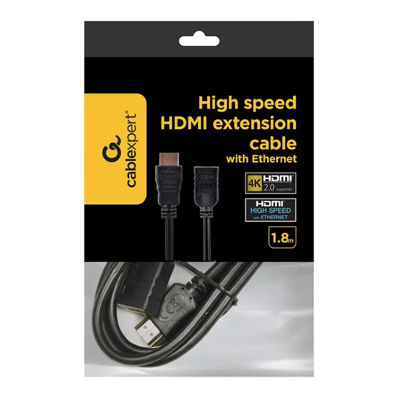 Кабель Cablexpert HDMI - HDMI (M/F), подовжувач, 1.8 м, чорний (CC-HDMI4X-6) пакет Кабель Cablexpert HDMI - HDMI (M/F), подовжувач, 1.8 м, чорний (CC-HDMI4X-6) пакет