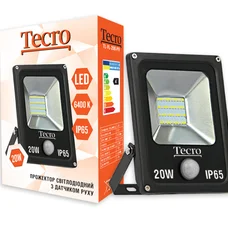 Світлодіодний прожектор Tecro TL-FL-20B-PR 20W 6400K з датчиком руху
