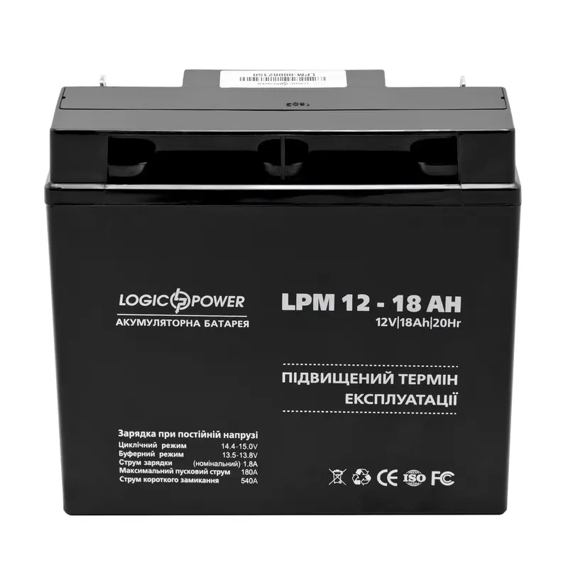 Акумуляторна батарея LogicPower LPM 12V 18AH (LPM 12 - 18 AH) AGM Акумуляторна батарея LogicPower LPM 12V 18AH (LPM 12 - 18 AH) AGM