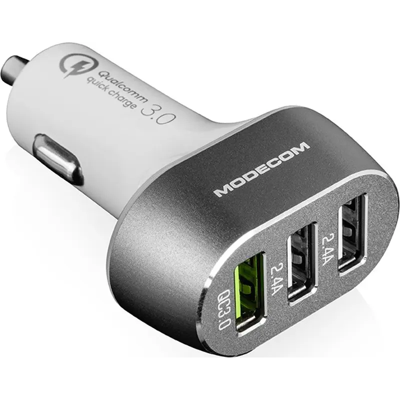 Автомобільний зарядний пристрій Modecom CU3-05 (3USBx2.4A) White (ZT-MC-CU3-05)