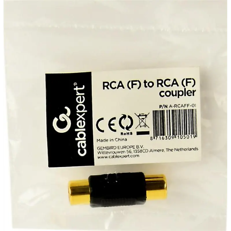 Перехідник Cablexpert RCA - RCA (F/F), Black (A-RCAFF-01) Перехідник Cablexpert RCA - RCA (F/F), Black (A-RCAFF-01)