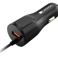 Автомобільний зарядний пристрій Canyon (1USB, 2.4A) Black (CNE-CCA033B) + кабель Lightning