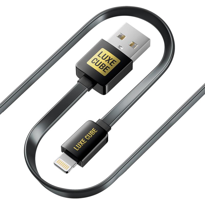 Кабель Luxe Cube Flat USB - Lightning (M/M), 1 м, чорний (2231252964019)