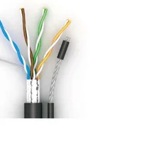 Кабель для зовнішнього прокладення Atcom (13760) FTP, CAT5е, 4х2х0,5 мм, CCA, бухта 305 м, с тросом 1,2мм