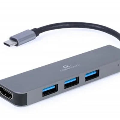Концентратор USB-C Cablexpert 3хUSB3.1 метал, Grey (A-CM-COMBO2-01)