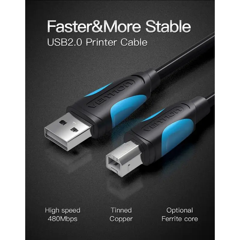 Кабель для принтера Vention USB - USB Type-B (M/M), 3 м, Black (VAS-A16-B300) Кабель для принтера Vention USB - USB Type-B (M/M), 3 м, Black (VAS-A16-B300)