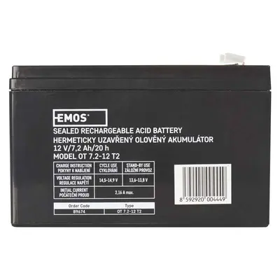 Акумуляторна батарея Emos B9674 12V 7.2AH (FAST.6.3 MM) AGM Акумуляторна батарея Emos B9674 12V 7.2AH (FAST.6.3 MM) AGM