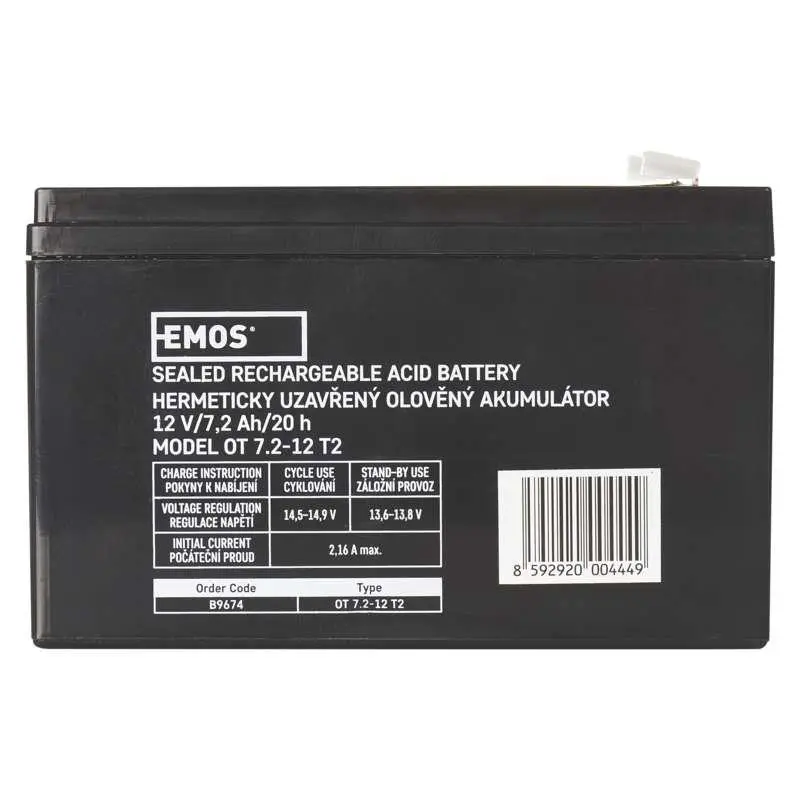 Акумуляторна батарея Emos B9674 12V 7.2AH (FAST.6.3 MM) AGM Акумуляторна батарея Emos B9674 12V 7.2AH (FAST.6.3 MM) AGM