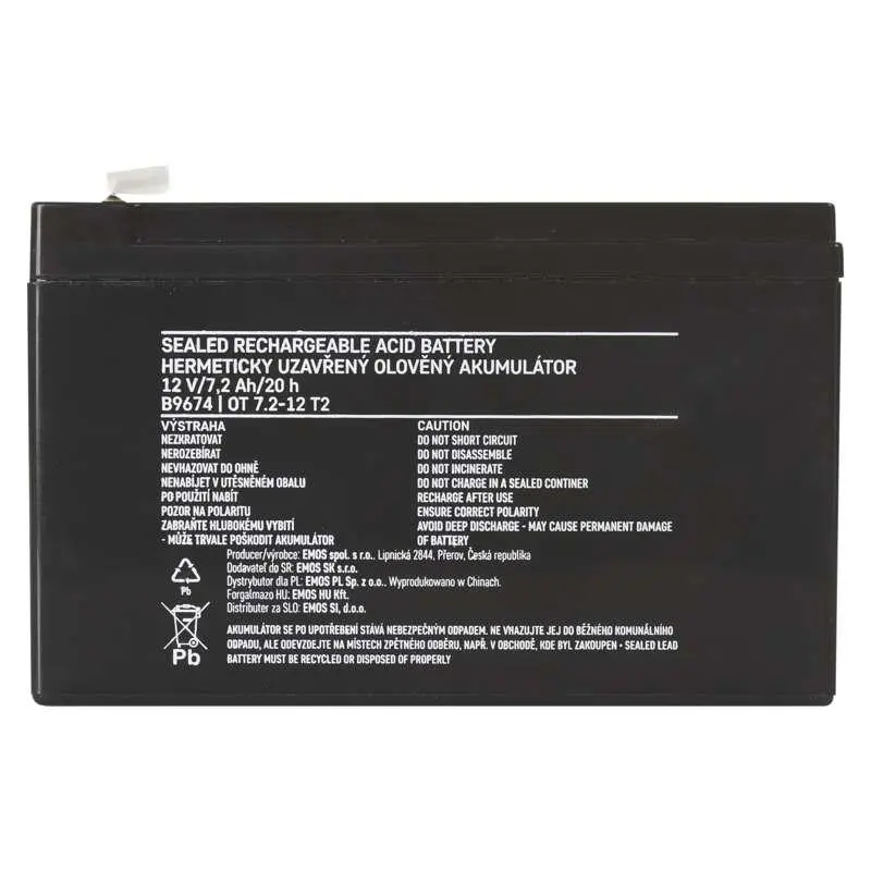 Акумуляторна батарея Emos B9674 12V 7.2AH (FAST.6.3 MM) AGM Акумуляторна батарея Emos B9674 12V 7.2AH (FAST.6.3 MM) AGM