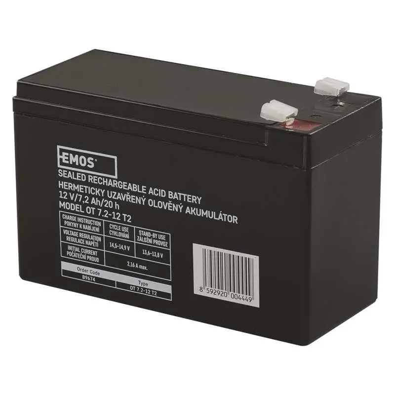 Акумуляторна батарея Emos B9674 12V 7.2AH (FAST.6.3 MM) AGM Акумуляторна батарея Emos B9674 12V 7.2AH (FAST.6.3 MM) AGM