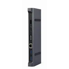 Док-станція Cablexpert USB-C 9-в-1 (A-CM-COMBO9-02) USB-хаб + HDMI/VGA/PD/LAN/3.5-мм аудіо