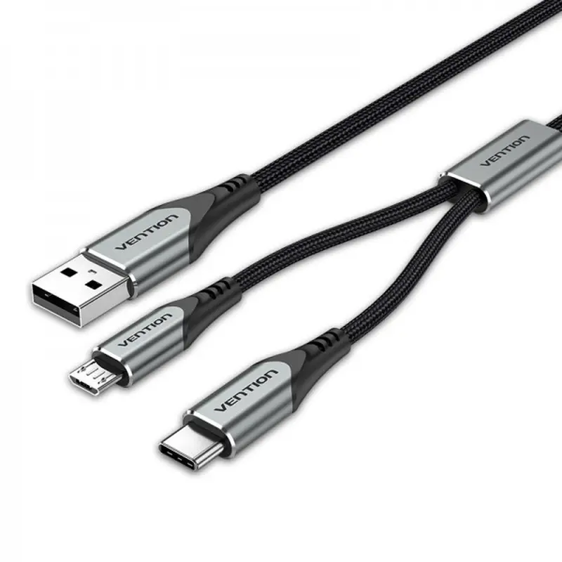 Кабель Vention USB - micro USB + USB Type-C (M/M), 0.5 м, Grey (CQGHD) Кабель Vention USB - micro USB + USB Type-C (M/M), 0.5 м, Grey (CQGHD)