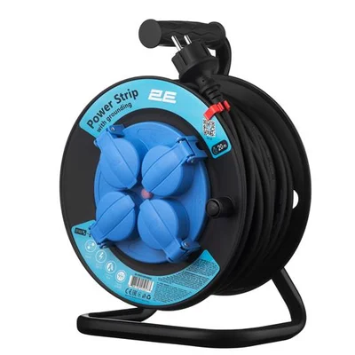 Мережевий подовжувач на котушці 2E 4XSchuko, ІР44, 3G*1.5мм, 20м, black (2E-CR4315IP44M20)
