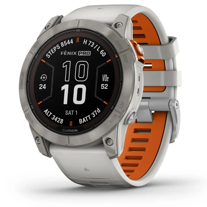Смарт-годинник Garmin Fenix 7X Pro Sapphire Solar Titanium with Grey/Orange Band (010-02778-64)