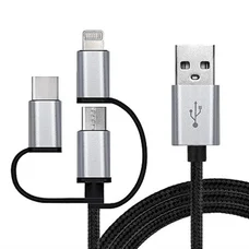 Кабель REAL-EL Premium 3in1 USB - Lightning + micro USB + USB Type-C (M/M), 1 м, чорний (EL123500035)