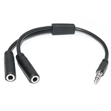 Аудіо-кабель REAL-EL Audio Pro 3.5 мм - 2х3.5 мм (M/F), 0.2 м, чорний (EL123500039)