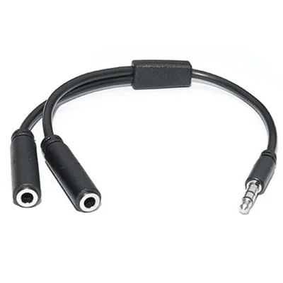 Аудіо-кабель REAL-EL Audio Pro 3.5 мм - 2х3.5 мм (M/F), 0.2 м, чорний (EL123500039)