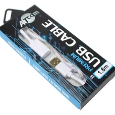 Кабель Atcom USB - USB V 2.0 (M/F), подовжувач, 1.8 м, White + Gold Plated (13425) блістер