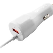 Автомобільний зарядний пристрій Canyon (1USB, 2.4A) White (CNE-CCA033W) + кабель Lightning