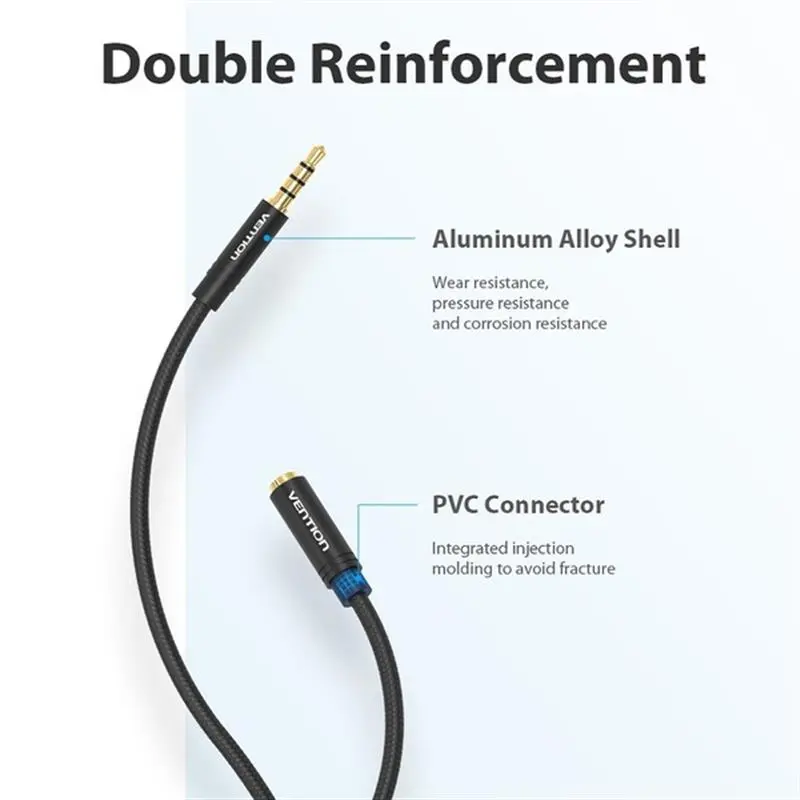 Кабель Vention Audio 3.5 мм - 3.5 мм, M/F, 1 м, чорний (BHBBF) Кабель Vention Audio 3.5 мм - 3.5 мм, M/F, 1 м, чорний (BHBBF)
