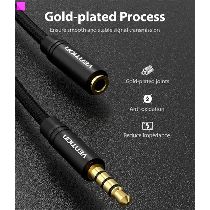 Кабель Vention Audio 3.5 мм - 3.5 мм, M/F, 1 м, чорний (BHBBF) Кабель Vention Audio 3.5 мм - 3.5 мм, M/F, 1 м, чорний (BHBBF)